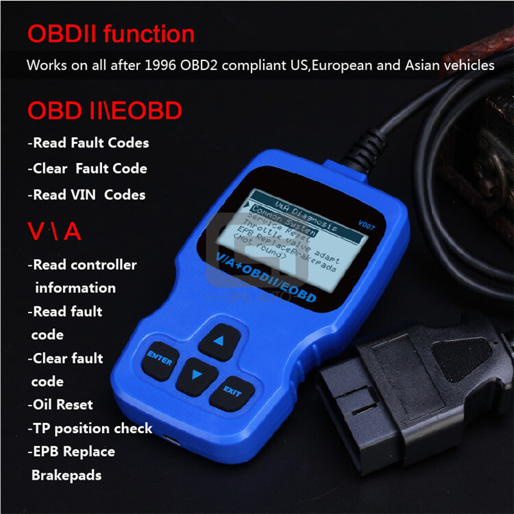 VW VAG 007 V007 EPB ABS SRS Code Reader Fit Car OBD2 Scanner Diagnostic Tool for Volkswagen