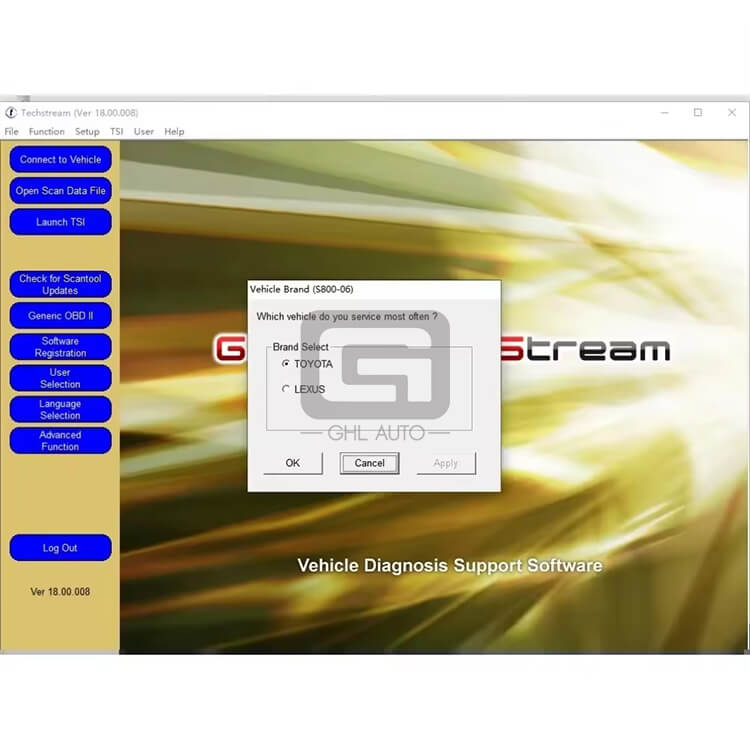 Newest Version Lexus Toyota Techstream 18.00.008 Software Car Electrical Fault Diagnostic Tool