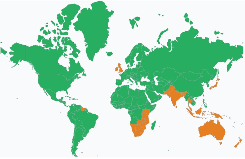 left hand driving countries, right hand driving countries